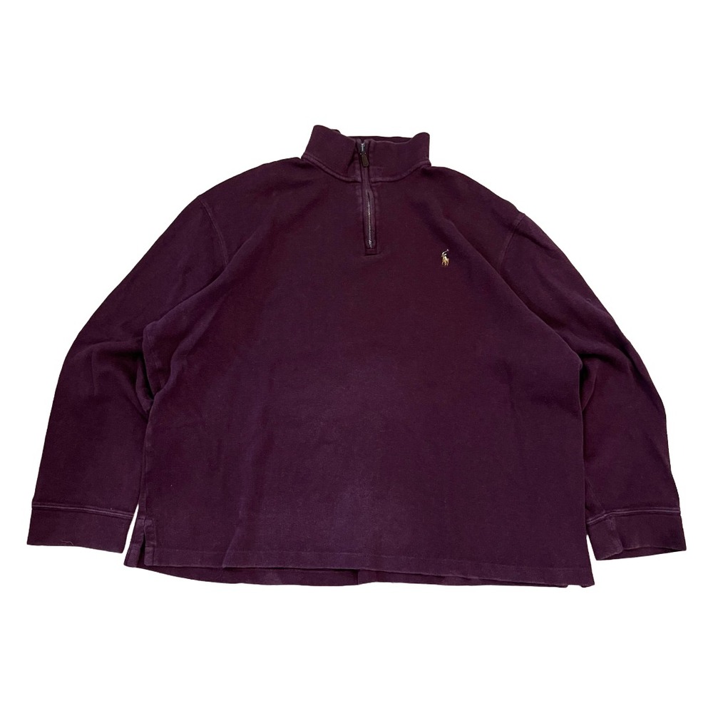 Polo Ralph Lauren Estate Rib Quarter Zip Pullover Sweater XL Maroon Flesh Pony